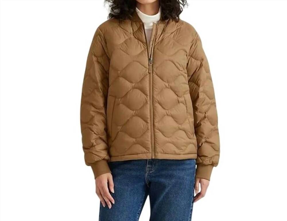 NEW EDDIE BAUER down puffer bomber jacket in gold camel